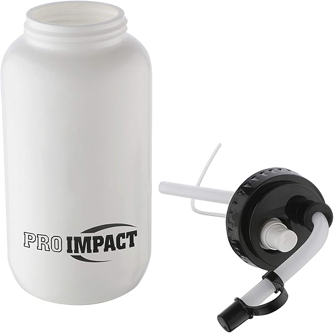 Pro Impact Squeezable Water Bottle with Bendable Long Straw and Spray cap - LDPE BPA Free Plastic - Hydration for Baseball Hockey Gym MMA Yoga Boxing Cycling Softball Football Lacrosse (35.5 Oz.)