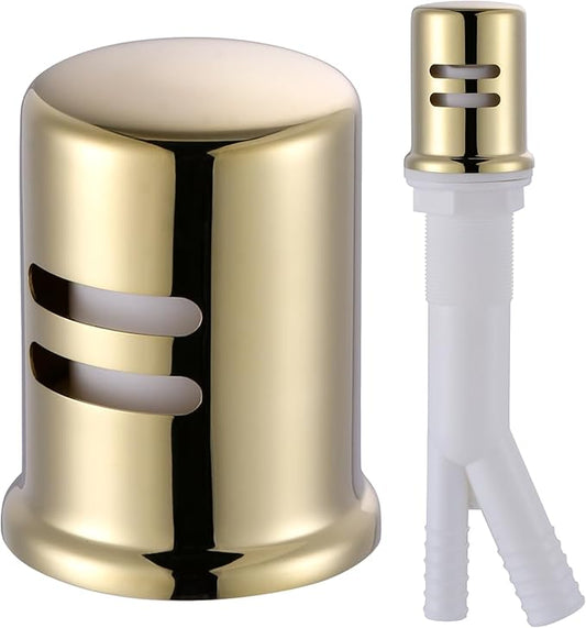 Dishwasher Air Gap Cover, Dishwasher Air Gap Cap for Kitchen Sink, Solid Brass Dishwasher Overflow Vent Cap Replacement Kit, Polished Brass