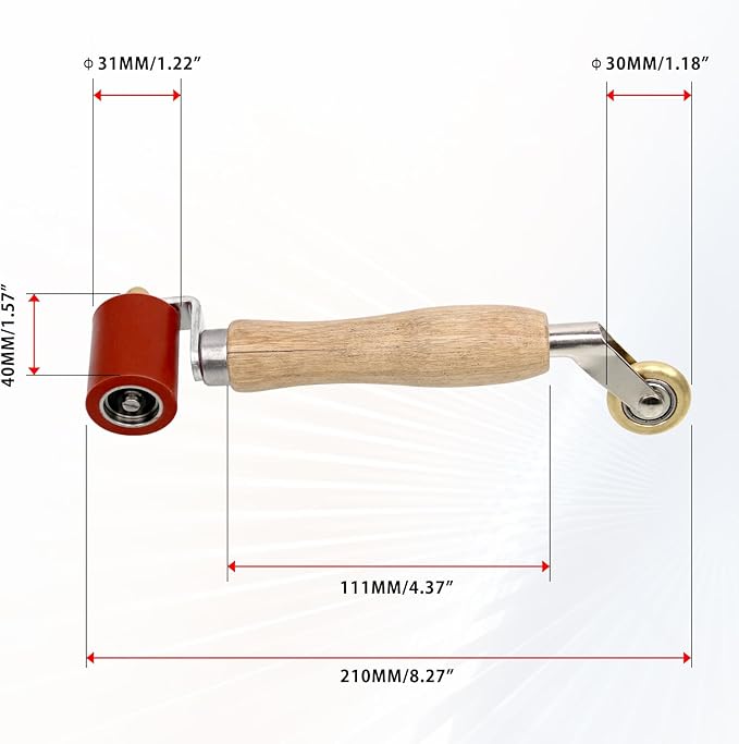 Seam Roller 40mm Silicone Seam Roller/6mm Brass Detail Penny Roller,Smoothing Combo Seam Roller Tool for PVC/TPO/EPDM Single Ply Roofing Tools and Tape Hot Air Tools