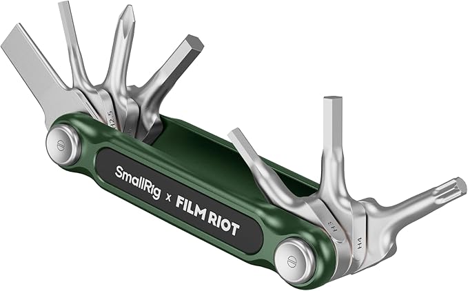 SMALLRIG x FILM RIOT 7-in-1 Folding Tool Set with Screwdrivers and Hex Key Wrenches, Multiple Angle Positioning, Portable and Compact Design (Green) - 4812
