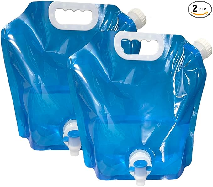 PIVHWIR 2 PCS Collapsible Water Container with Spigot, BPA Free 10L Camping Water Storage Carrier Jug, Collapsible Water Cube for Outdoors Hiking Camping Riding