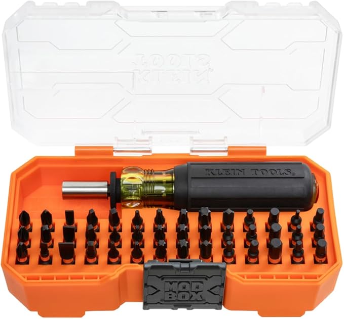 Klein Tools 33803 ProFlex 42-Bit Impact Driver Bit Set with Modular Case, S2 Steel, Magnetic, Adjustable Screwdriver