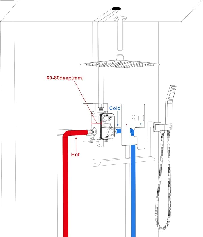 SunCleanse Rainfall Shower Faucet Set Polished Chrome Shower Combo Set for Bathroom with High Pressure 10 inch Shower Head with Handheld Shower Valves Shower Head and Handheld Ceiling Mounted