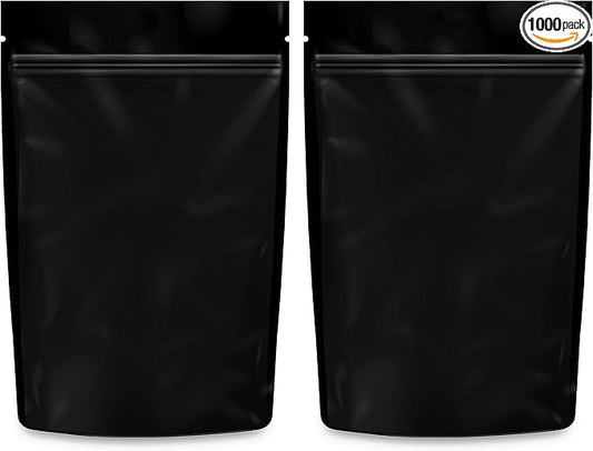 Mylar Bags Odor Sealing 1/2 Ounce All Black - 1000 Count 8" X 5" 6mill Thickness - Packaging Bags - Mylar Bags For Food Storage - Resealable Bags - Odor Sealing Bags