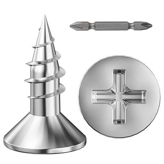 (1200Pcs) #4x1/2 Wood Screw Quick Metal Self Tapping Flat Head 304 Stainless Steel