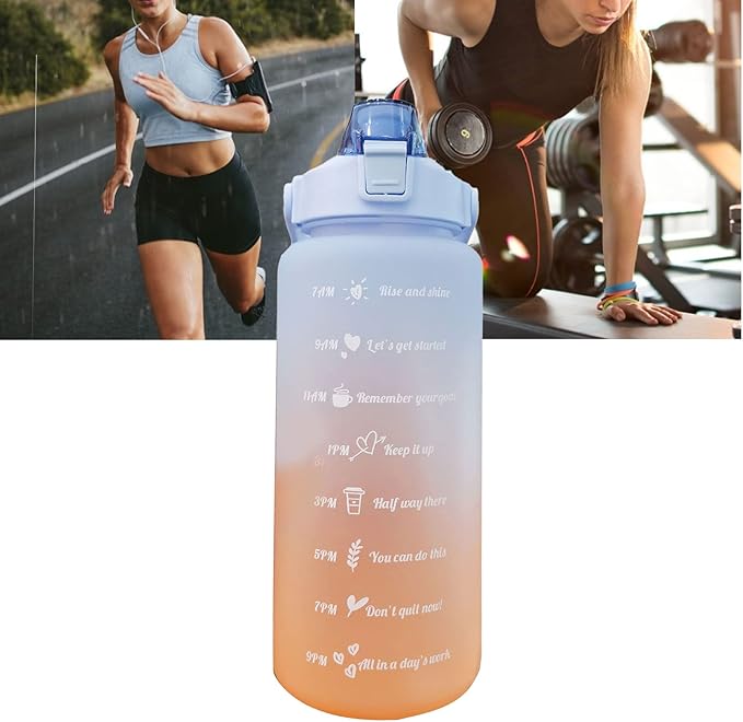 Frosted Gradient Color Rinking Bottles with Straw, Open Leakage Proof Sports Water Cup for Office, Gym, Outdoor(Light Blue)