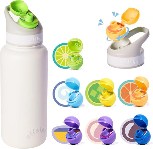 32oz Stainless Steel Air Water Bottle with Straw & 7 Refresher ScentSip Flavor Pods | Leak-Proof, Dishwasher Safe | Zero Calorie, Zero Sugar Flavored Water Bottle（White）