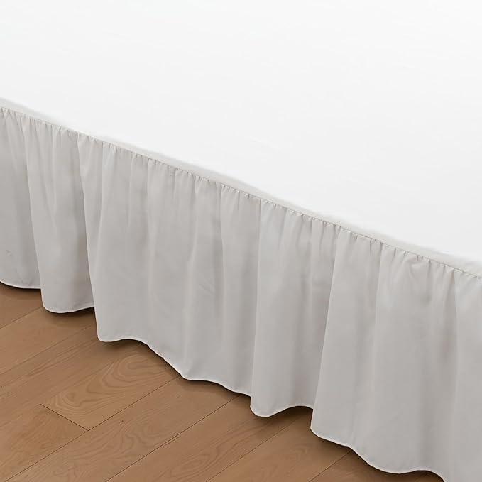 Bed Skirt Twin Size Ruffled Bed Skirt with Split Corners, 14 Inch Drop Dust Ruffle Bed Skirt with Platform, Ivory