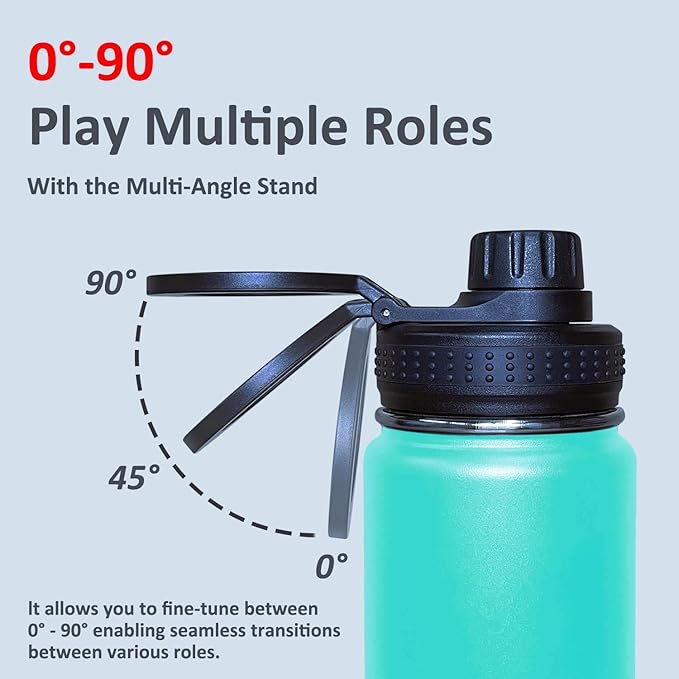 Stainless Steel Water Bottle compatible with all devices Tripod Phone Holder with booster ring -sport -gym-bottle for man & woman -25oz 360Rotate, A-Bubble Gum, 25oz-ct12