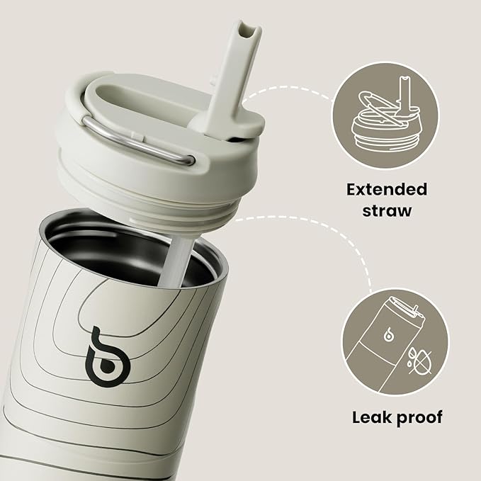 BOTTLE BOTTLE Insulated Water Bottle 24oz with Straw Lid and Handle for Sports Travel Gym Stainless Steel Water Bottles Double-Wall Vacuum Metal Thermos Bottles Leak Proof BPA-Free