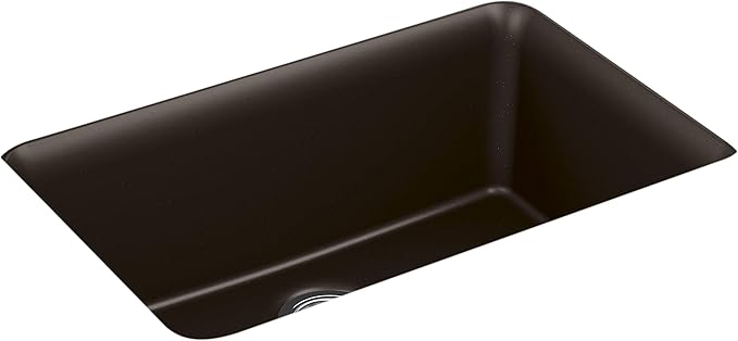KOHLER K-28000-CM2 Cairn 27.5" Neoroc Composite Undermount Single-Bowl Kitchen Sink, Composite Kitchen Sink with Sink Rack, Matte Brown