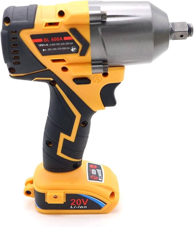 FSYAO 500 ft-lbs maximum torque, 20V 1/2 inch cordless impact wrench-brushless, 4-speed adjustment, automatic start and stop.(Host only/Without battery).