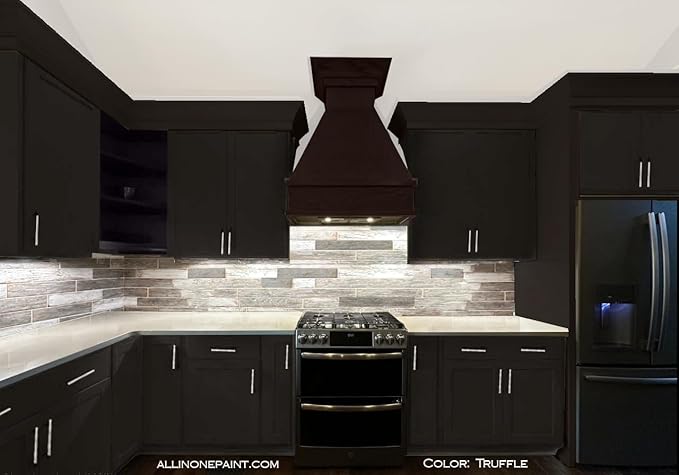 ALL-IN-ONE Paint, Durable cabinet and furniture paint. Built in primer and top coat, no sanding needed. Includes our 30 featured color card - Truffle (warm, dark brown), Gallon