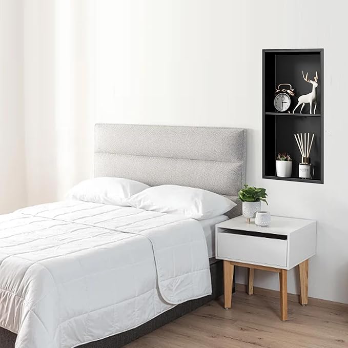 Shower Niche 24" X 12" Black, Stainless Steel Wall Niche Double Shelves Recessed Shower Shelf for Bathroom Storage, No Tile Needed Over Mount Installation