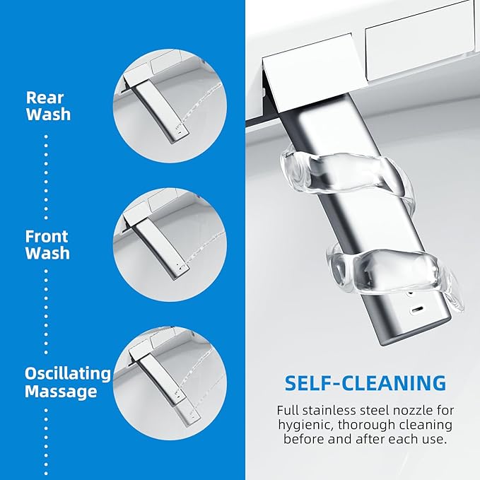 Heated Bidet Toilet Seat Elongated with LED Display & Remote Control - Smart Soft Close Toilet Seat Electric Bidet with Dryer, Warm Water, Feminine Wash, Self-Cleaning Nozzle, IPX4, White