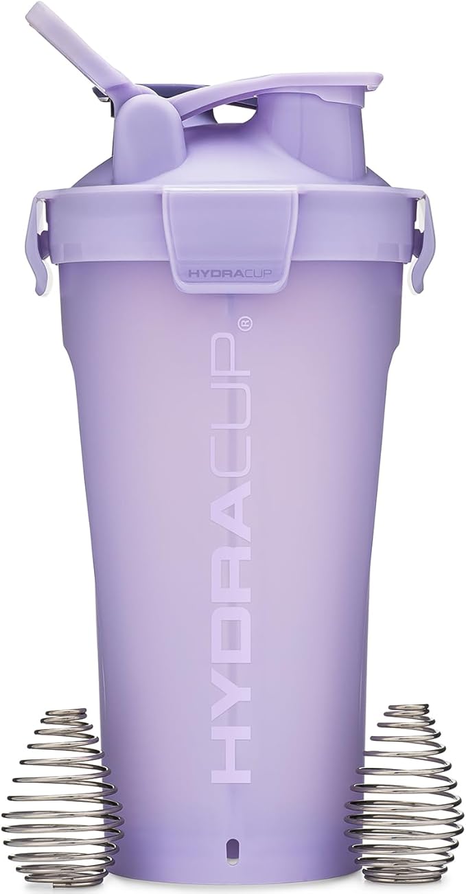 Hydra Cup DualShaker Pro 32 oz Shaker Bottle for Protein Shakes, Shaker Cup w/Handle & Ball Blender Whisks, Dual Mixing Shaker Bottle with Storage, 2 in 1, for Travel To Go, BPA Free (Purple)