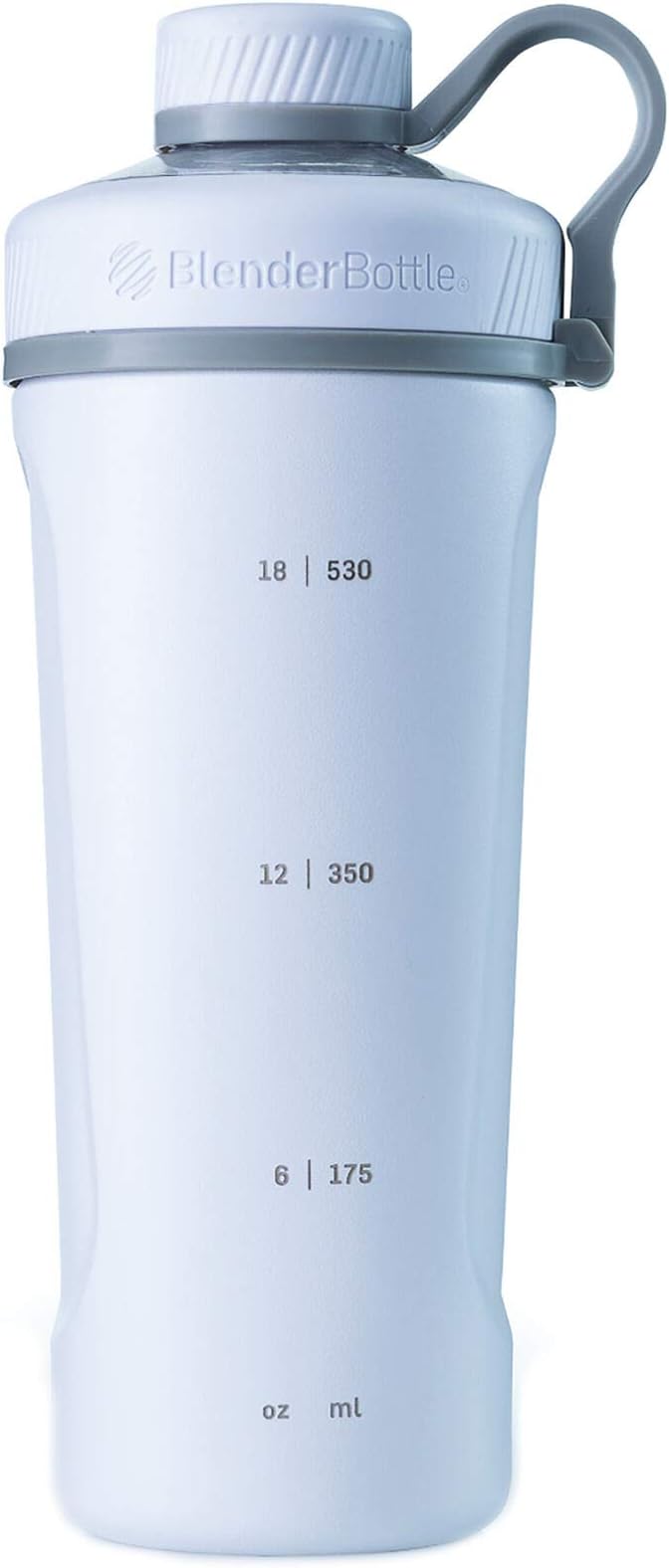 BlenderBottle Radian Shaker Cup Insulated Stainless Steel Water Bottle with Wire Whisk, 26-Ounce, Matte White