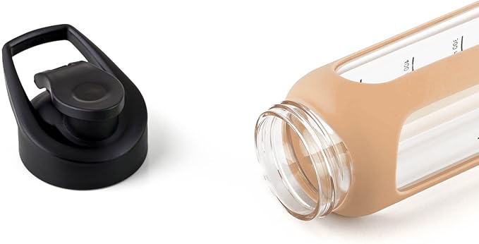 Fitness | Protein Shaker Made of Glass | Protein Shaker | Drinking Bottle | with Spiral Ball | Beige