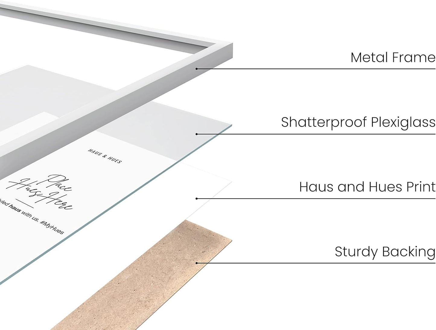 HAUS AND HUES White 11x14 Picture Frame, Aluminum, Modern, 14.0x11.0 inches, 0.75 inches Deep, 1 Piece, Unisex Adult, White