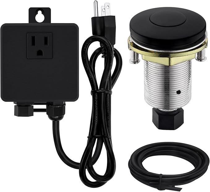 Garbage Disposal SinkTop Air Switch Kit with Stainless Steel Button,Matte Black