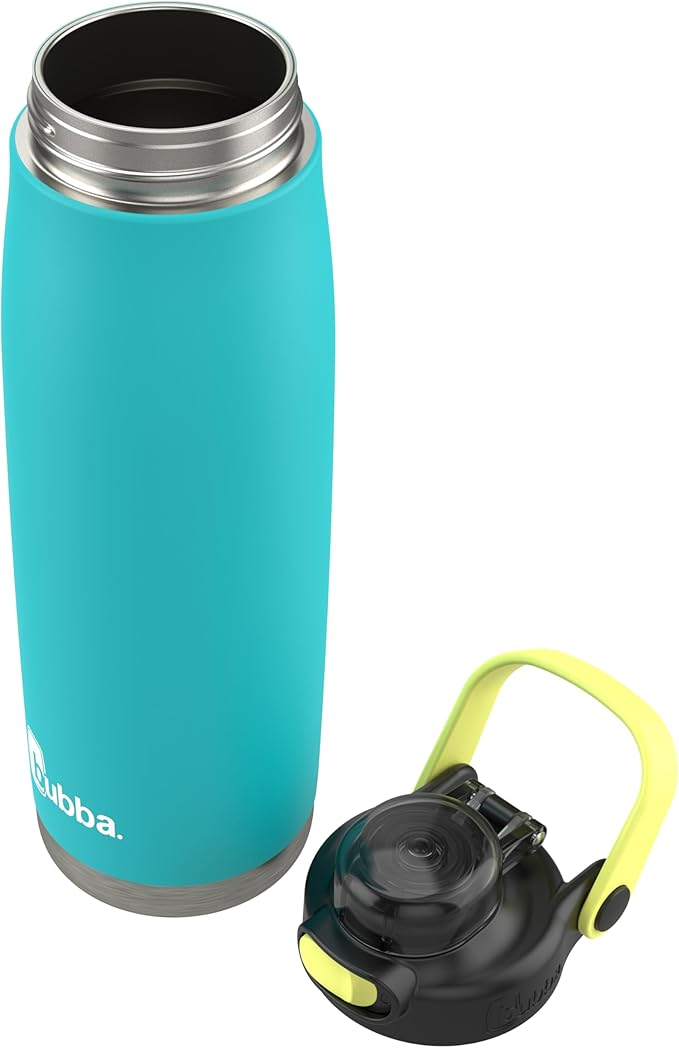 Bubba Radiant Stainless Steel Push-Button Chug Lid, 24oz. Water Bottle, Medium, Rubberized Scuba