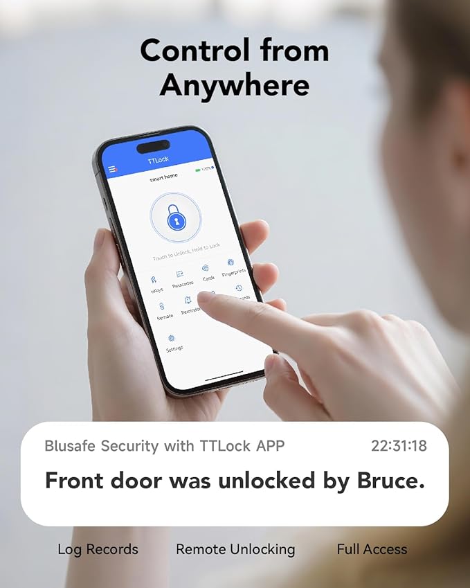 Smart Lock Doorbell Fingerprint Smart Door Lock Deadbolt for Homeowners or Parents Door Lock with Camera and Door Handle for Renters, Keyless Entry Door Lock for Front Door (Contour Sand Nickel)