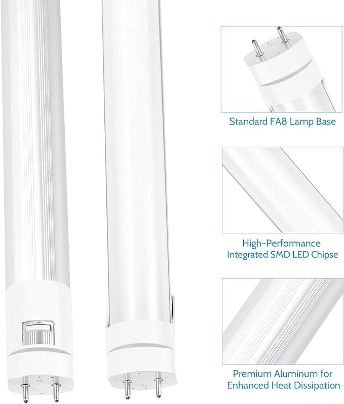 LightingWill LED T8 Light Tube 4FT, Natural White 4000K, Dual-End Powered Ballast Bypass, 2000Lumens 18W (40W Fluorescent Equivalent), Frosted Cover, AC85-265V Lighting Tube Fixtures, 1Pack