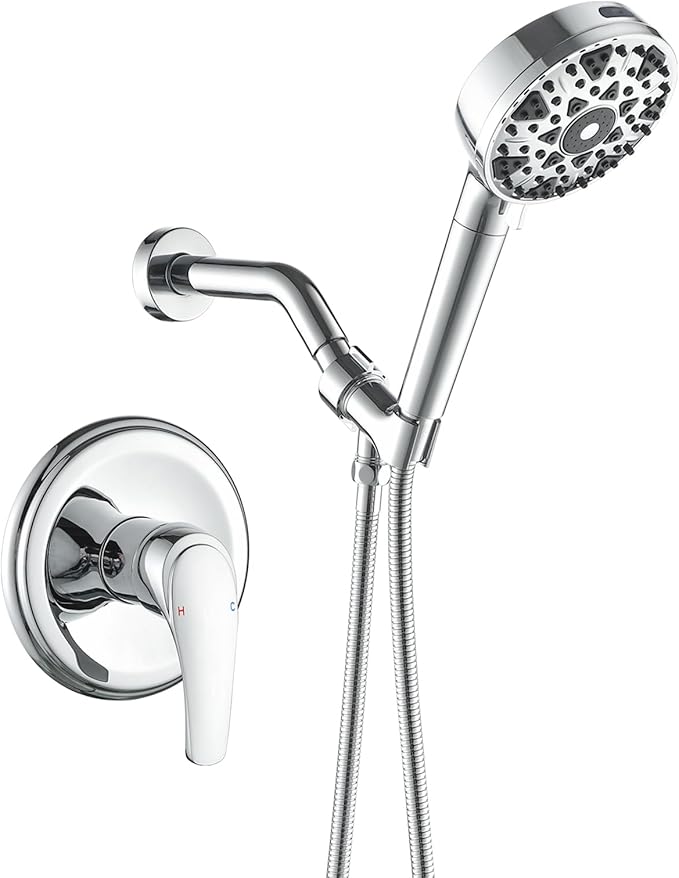 Shower Faucet Set with 7 Functions Handheld Shower Head Filter Shower Combo Set Shower System Shower Trim Kit Chrome Polished