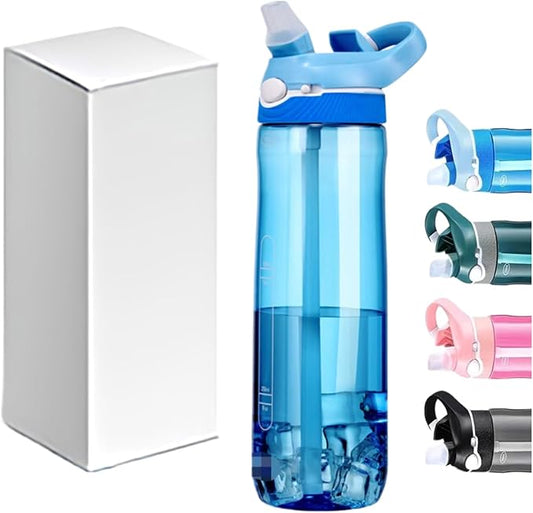Water bottles with Locking Lid,Travel water bottle,Water bottle with straw,and Sports water bottle with Clip handle- Tritan water bottle(Blue)