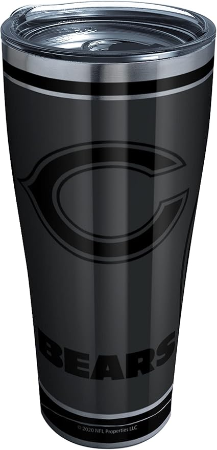 Tervis Triple Walled NFL Chicago Bears Insulated Tumbler Cup Keeps Drinks Cold & Hot, 30oz - Stainless Steel, Blackout