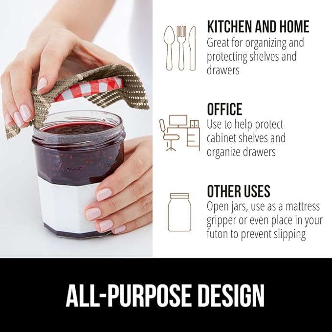 Gorilla Grip powerGRIP Drawer Shelf and Cabinet Liner, Thick Strong Hold, Non-Adhesive Liners Protect Kitchen Cabinets and Cupboard, Bathroom Drawers, Easy Install, Breathable Mat, 12" x10', Beige