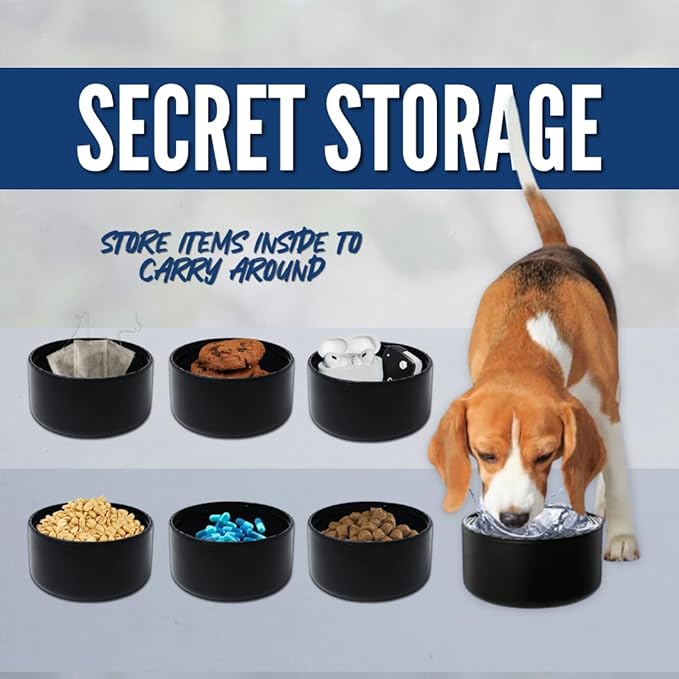 WON Stainless Steel Insulated Water Bottle with Storage Compartment for Dog Food, Snack, Pills, Keys, Cash and Valuables - 32oz Metal Vacuum Flask for Cold & Hot Drinks - Diversion Safe Water Bottle