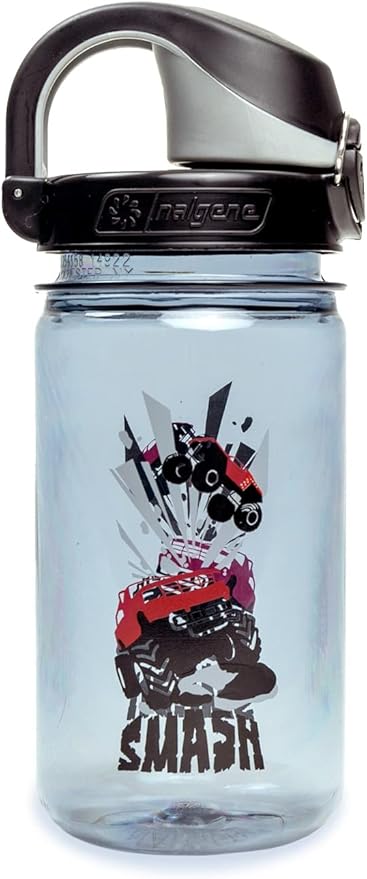 Nalgene Sustain Tritan BPA-Free Kids On The Fly Water Bottle Made with Material Derived from 50% Plastic Waste, Leak Proof, Durable, BPA Free, Carabiner Friendly, Reusable, 12 oz