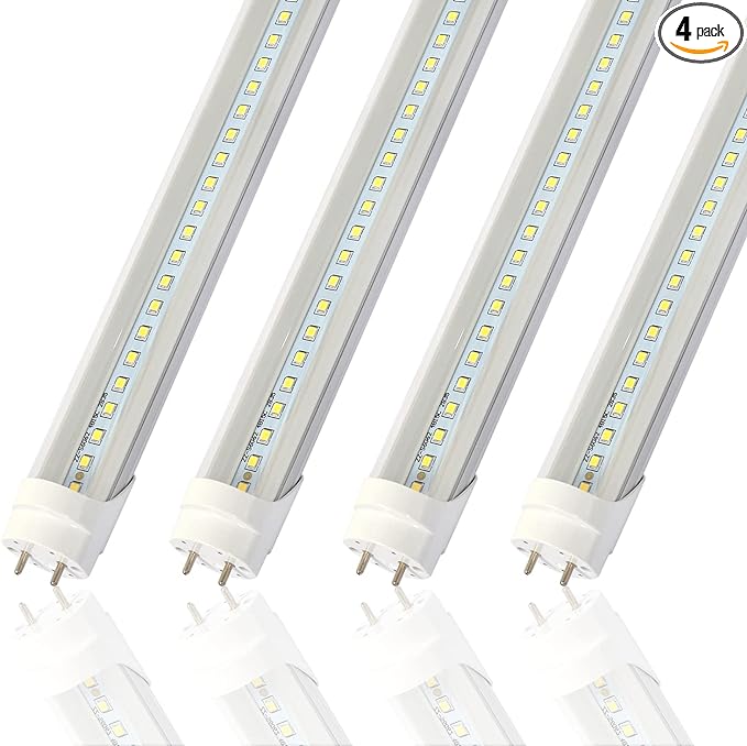2FT T8 LED Tube Light,12W(30W Equivalent), 1560LM,Led Replacement F20T10 T20T12 Flourescent Tube,5000K, Dual Ended Power, Clear Cover(4-Pack)