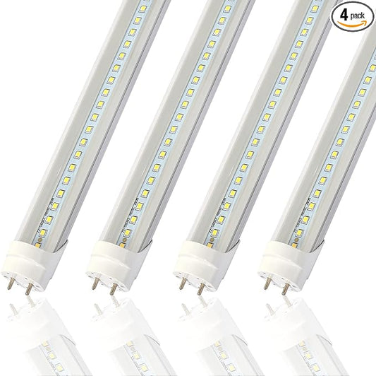 2FT T8 LED Tube Light,12W(30W Equivalent), 1560LM,Led Replacement F20T10 T20T12 Flourescent Tube,5000K, Dual Ended Power, Clear Cover(4-Pack)