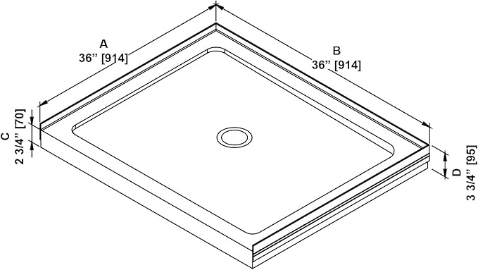 OVE Decors 36-in W x 36-in D Shower Base Pan Square, Center Drain, White Acrylic, Reversible Design