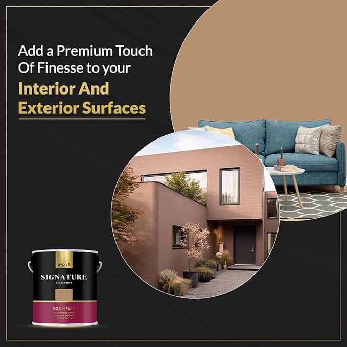 EVOLVE Signature Paint & Primer: Luxury Paint & Primer for Indoor & Outdoor Surfaces, Minimal Odor, Eggshell Sheen (Bread Brown, 1 Gallon)