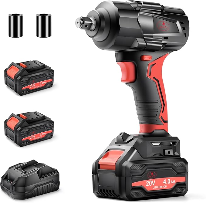 AEROPRO TOOLS Cordless Impact Wrench, 1750N.m (1290Ft-lbs) High Torque 1/2 Brushless Impact Gun, 20V Power Impact Driver, 2x 4.0Ah Battery, Charger, 2 Sockets, Electric Impact Driver for Car Truck RV