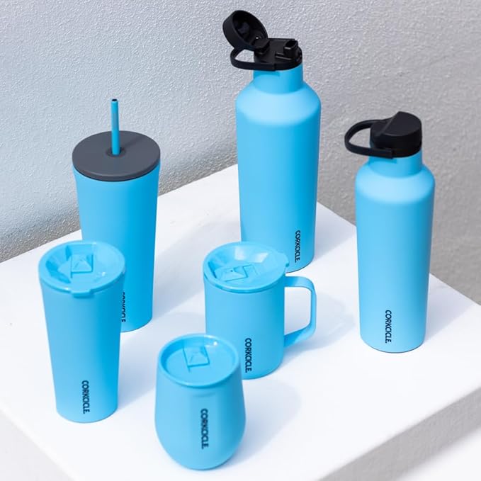 Corkcicle Sport Canteen Insulated Tumbler, Santorini, 20 oz – Reusable Water Bottle Keeps Beverages Cold for 25 Hours & Hot 12 Hours – Cupholder Friendly Tumbler with Screw-On Cap