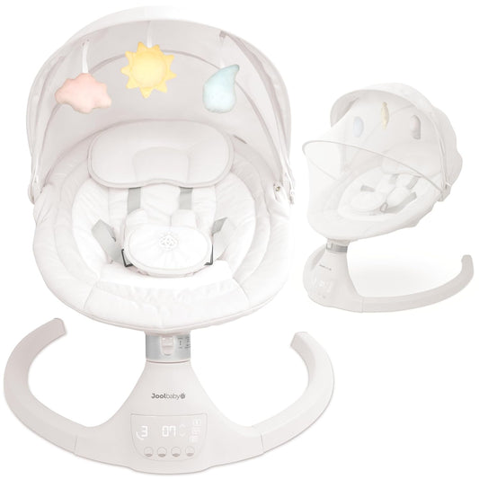 Jool Baby Nova Swing for Newborns - Electric Motorized Infant Swing, Bluetooth Music, 10 Preset Melodies, Remote (2025 Model) (Stone)