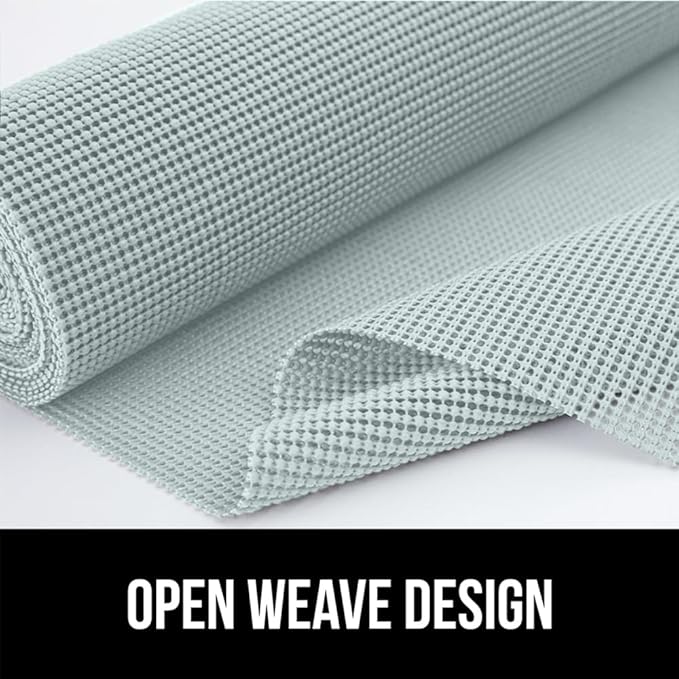 Gorilla Grip powerGRIP Drawer Shelf and Cabinet Liner, Thick Strong Hold, Non-Adhesive Liners Protect Kitchen Cabinets and Cupboard, Bathroom Drawers, Easy Install, Breathable Mat, 17.5" x30' Spa Blue