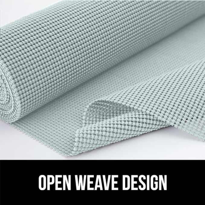 Gorilla Grip powerGRIP Drawer Shelf and Cabinet Liner, Thick Strong Hold, Non-Adhesive Liners Protect Kitchen Cabinets and Cupboard, Bathroom Drawers, Easy Install, Breathable Mat, 12" x30', Spa Blue