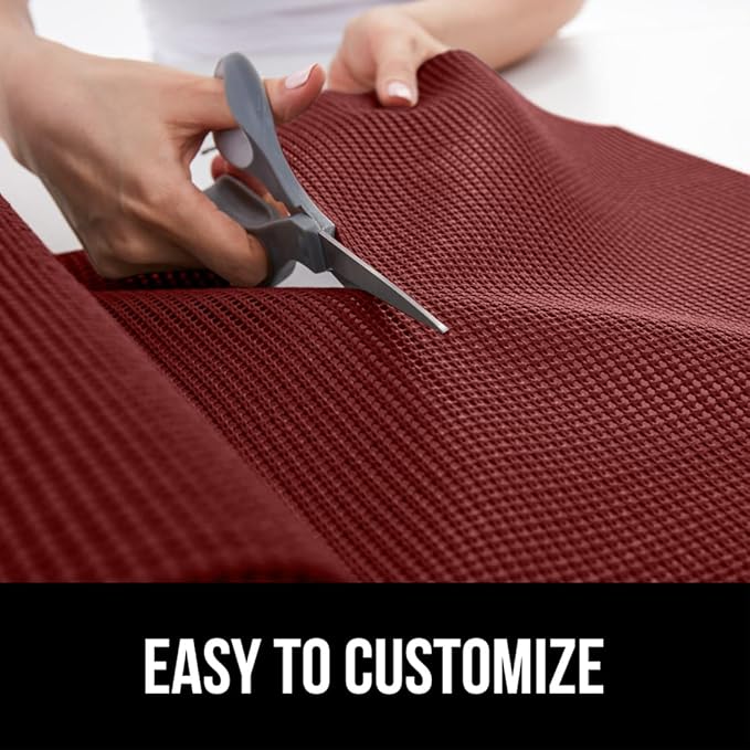 Gorilla Grip powerGRIP Drawer Shelf and Cabinet Liner, Thick Strong Hold, Non-Adhesive Liners Protect Kitchen Cabinets and Cupboard, Bathroom Drawers, Easy Install, Breathable Mat, 20" x10', Red