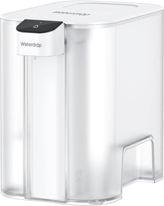 Waterdrop Mega Electric Water Filter Pitcher, Dispenser, 200-Gallon Filtered Water Pitcher, NSF/ANSI 42&53&401&372, Reduce PFAS, Lead, Chlorine, 27-Cup, White, with 1 Filter, Does not Lower TDS