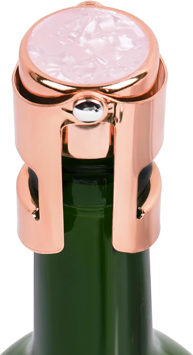 LIZIMANDU Champagne Stopper, Stainless Steel Bottle Plug Sealer for Sparkling Wine, Superior Leak,keeps Wine, Champagne, Prosecco, Cava, and Sparkling Wine fresh longer(1-Rose Gold)