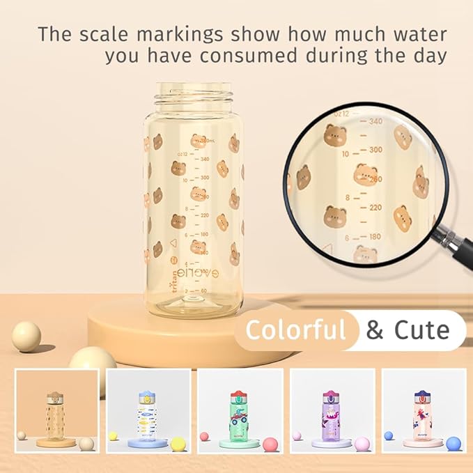 Evorie Tritan Kids Water Bottle for School No Straw 13oz BPA Free Plastic Sports Bottle Reusable Lightweight Leak Proof Travel Drinks Bottle Spout Drinking Cup Running Flip Top