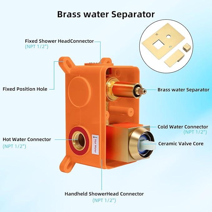 Bathroom Shower Faucet Set，10 Inch Rain Shower Head with Handheld Spray，Brass Shower Valve Trim Kit，Wall Mounted Square Rain Shower System (Brushed Gold)