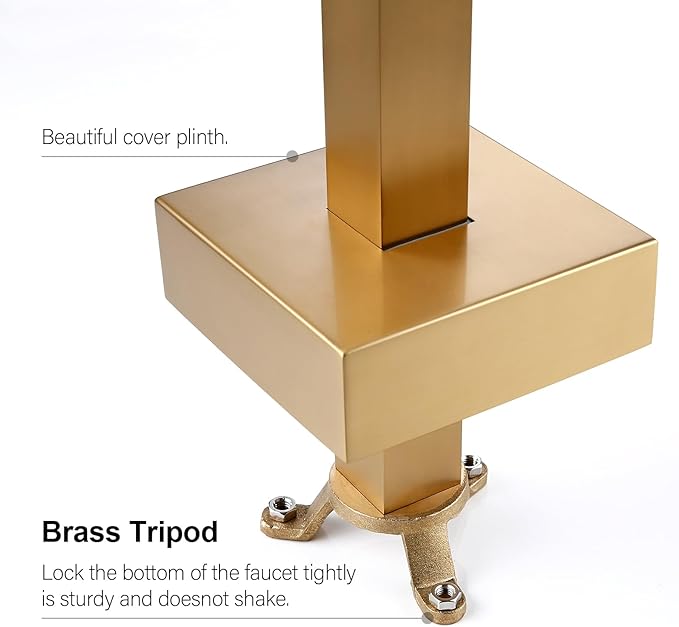 BAGNOLUX Solid Brass Floor Mount Bathtub Faucet Free Standing Tub Faucet Freestanding Tub Filler Brushed Brass High Flow Rate Swivel Spout with Hand Shower, ‎YGSLT-FANG-Brushed Brass11