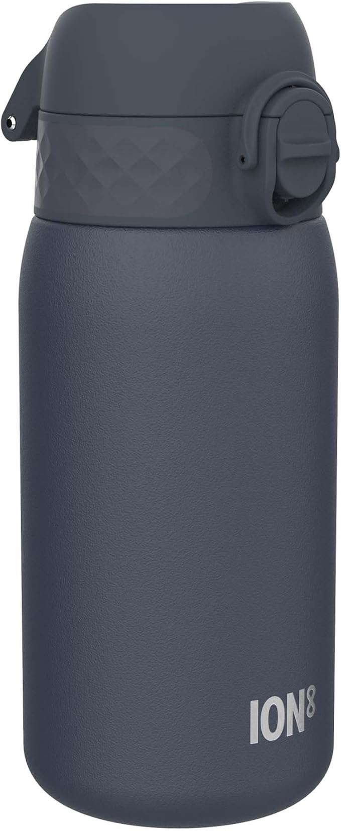 Ion8 Kids Water Bottle, Steel 400 ml/13 oz, Leak Proof, Easy to Open, Secure Lock, Dishwasher Safe, Hygienic Flip Cover, Carry Handle, Easy Clean, Durable, Scratch Resistant, Carbon Neutral, Navy Blue