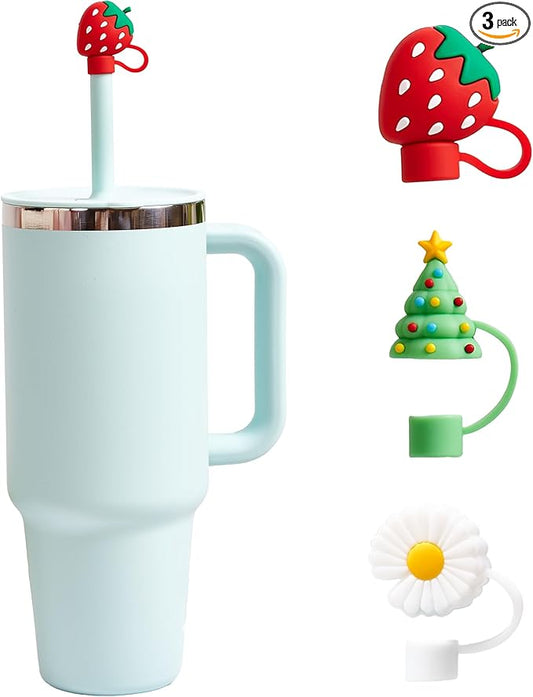 For Hydro Flask Tumbler Straw Lid, 3PCS Straw Cover for Hydro Flask Water Bottles, Silicone Straw Cap for Hydro Flask Cups, Silicone Accessories for Hydro Flask Stainless Steel Tumbler 32Oz 40Oz